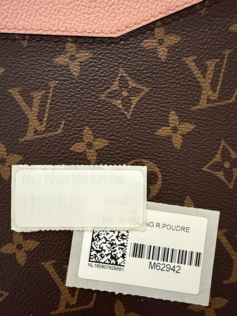 Louis Vuitton Brown Monogram Clutch with Pink Trim - Picture 5 of 5